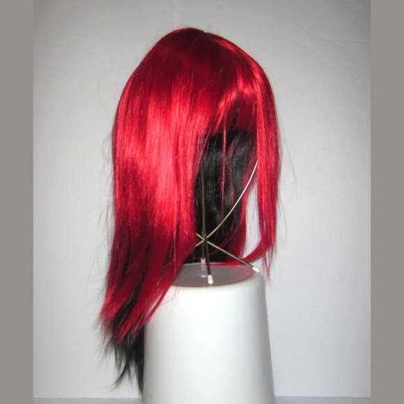 Multi Layered 2-Tone Red over Black Long Straight Hair Synthetic Wig West Bay 18 - Picture 4 of 10